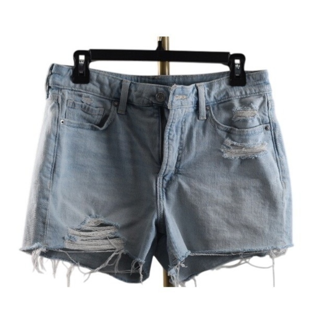 Old Navy OG Straight High Rise Distressed Denim Shorts Light Wash Blue Womens 6 - Picture 2 of 4